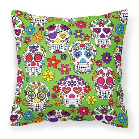 JENSENDISTRIBUTIONSERVICES Day of the Dead Green Fabric Decorative Pillow - 18 x 3 x 18 in. MI2550434